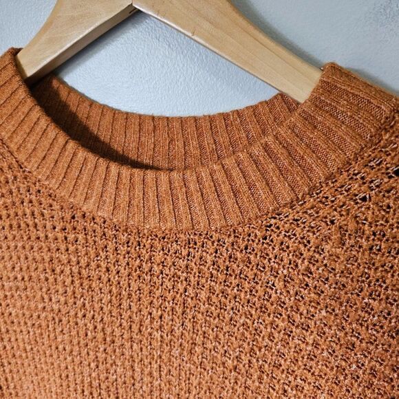 EUC AMERICAN EAGLE OUTFITTERS CAMEL WAFFLE KNIT CREW NECK PULLOVER SWEATER XS - Picture 10 of 13